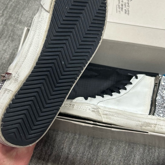 GOLDEN GOOSE sneaker slides silver glitter and pink star - Picture 4 of 7